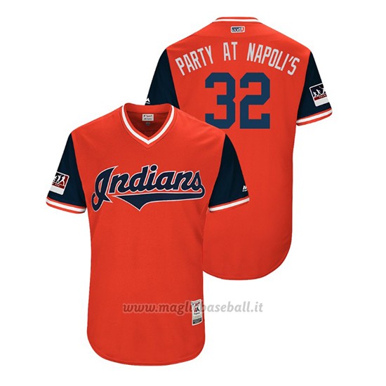 Maglia Baseball Uomo Cleveland Indians Mike Napoli 2018 Llws Players Weekend Party At Napoli's Rosso